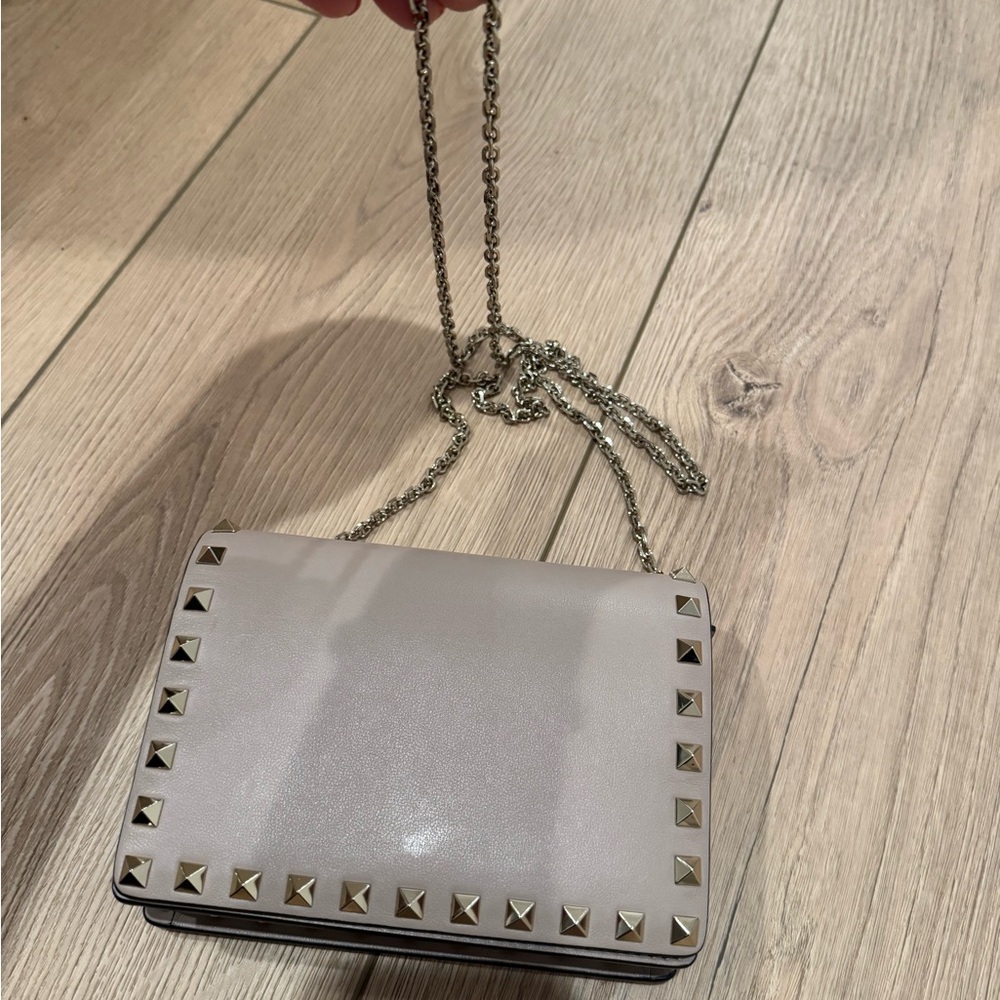 Studded Gray Chain Shoulder Bag